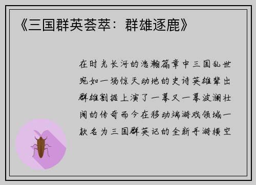 《三国群英荟萃：群雄逐鹿》